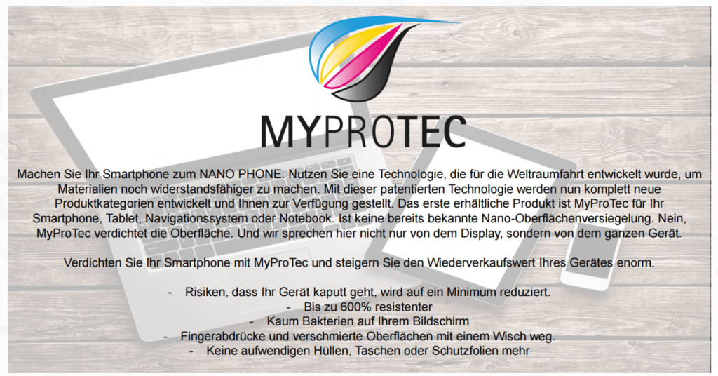 myprotec handy schutz, MyProtec Haertetest, myprotec Helmut Kaltenegger, myprotec Lotus Effekt, myprotec mlm, myprotec nano erfahrung